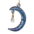 Small Crescent Moon Glass Ornament - Blue