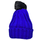 Knit Hat With Three Interchangeable Poms - Blue