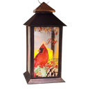 Christmas Cardinal Lantern with LED Candle - Joy