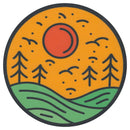 Sip Sip Hooray Coaster -  Orange Sun in Yellow Sky with Grass