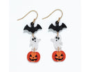 Bat Ghost Pumpkin Dangle Earrings