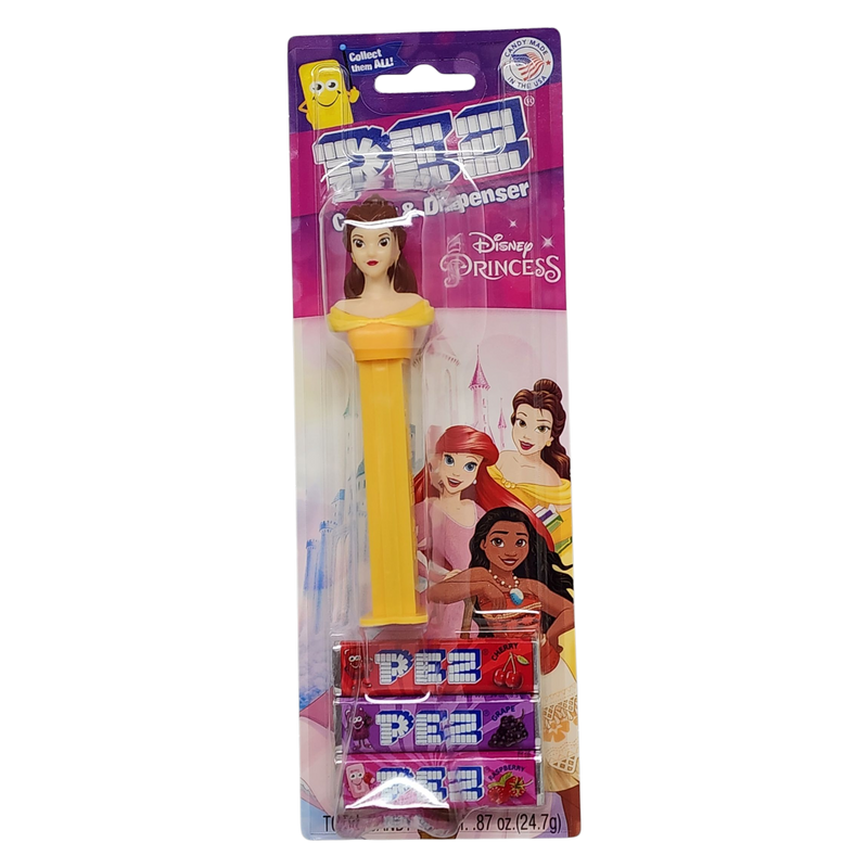 Pez 'Disney Princess' Dispenser with 3 Candy rolls - Belle - Hair Down