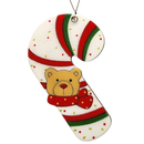 Holiday Bear Candy Cane Wooden Ornament