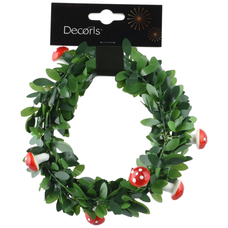 Whimsical Holly Garland - Mushroom Accents