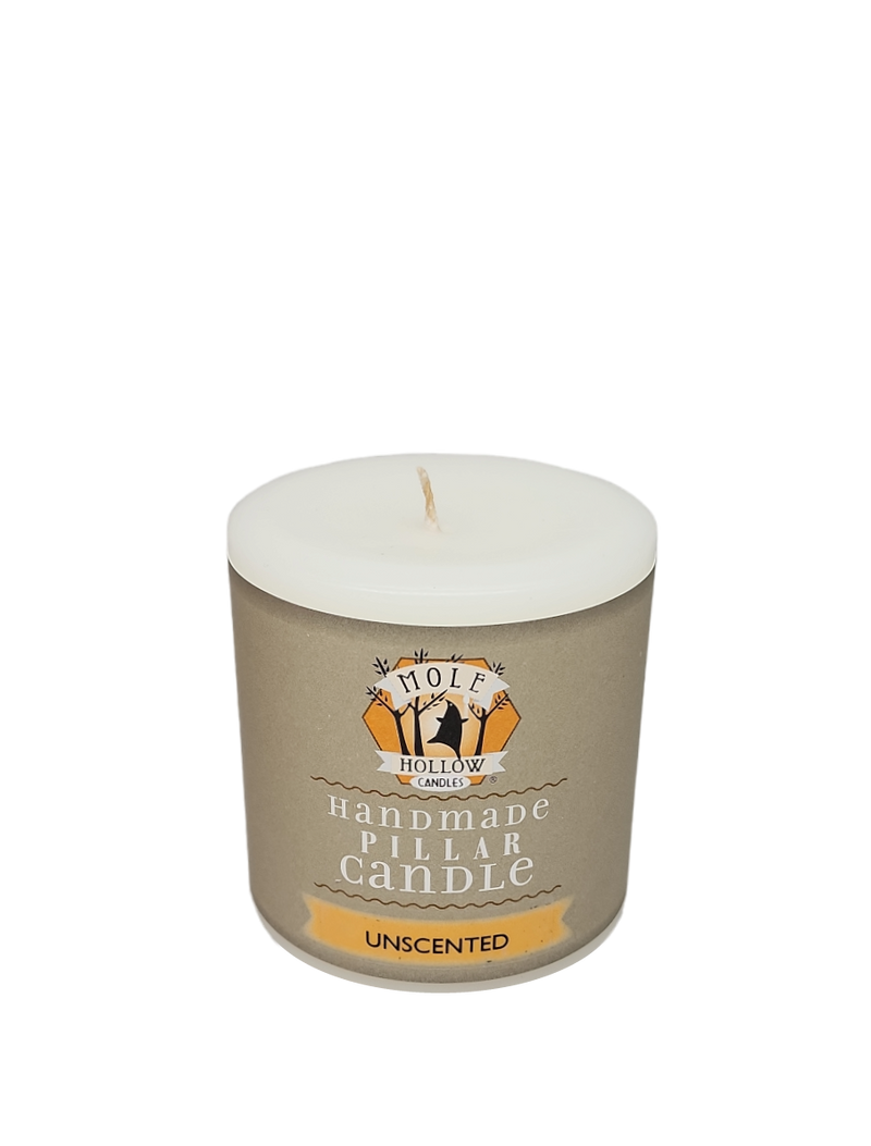 Mole Hollow Unscented Pillar Candle (Stark White)  -