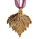 Gold Birch Leaf with Sheer Ribbon Ornament