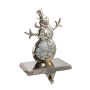 Silver Feather Mosaic Stocking Holder - Snowman
