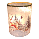 Frosted Glass Luminary Straight Edge - Forest Deer Scene