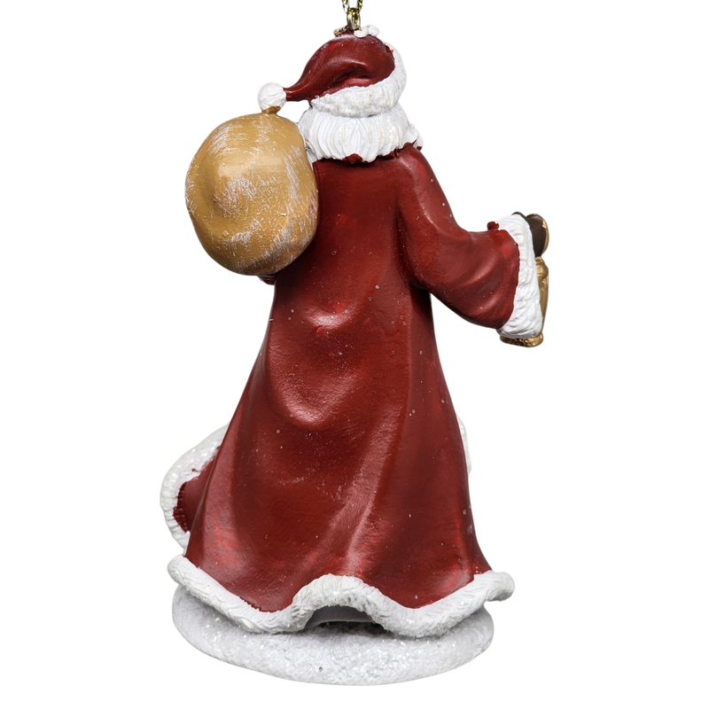 Berry Vine Santa with Lantern Ornament