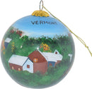 Hand Painted Glass Globe Ornament - Vermont Village