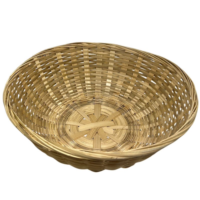 Round woven wicker basket