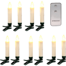 Clip-on LED Candles with Remote - White - 10 Pack