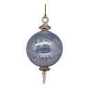 Slate Blue Etched Sphere with Gold Rims and Crystal Finial