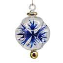 Floral Burst Globe Ornament - Clear with Blue Accents