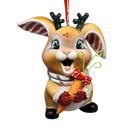 Jolly Bunny Ornament - Approximately 4 Inches