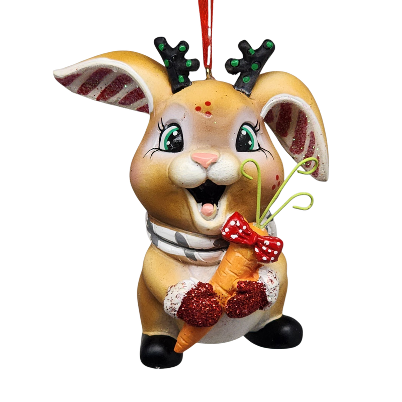 Jolly Bunny Ornament - Approximately 4 Inches