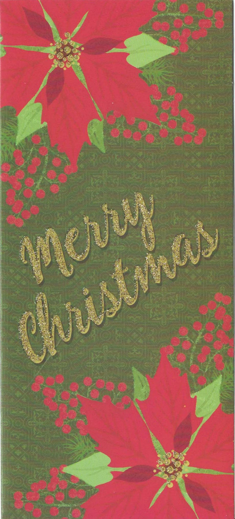 Christmas Money Card Holder - Wreath/Poinsettia - The Country Christmas Loft