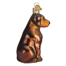 Chocolate Labrador Glass Ornament