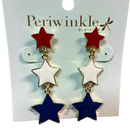 Patriotic Triple Star Earrings – Red, White & Blue - Gift Shoppe >> Jewelry >> Earrings - by Periwinkle By Barlow