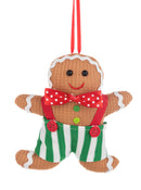 Plush Gingerbread Character - 5 Inch - Green Striped Overalls - Toy Shoppe >> Christmas - by Gerson