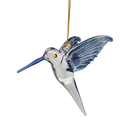 Feeding Hummingbird Glass Ornament - Blue Wings / Blue Tail / Blue Beak