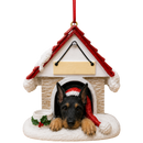 Ceramic Doghouse Ornament - Doberman