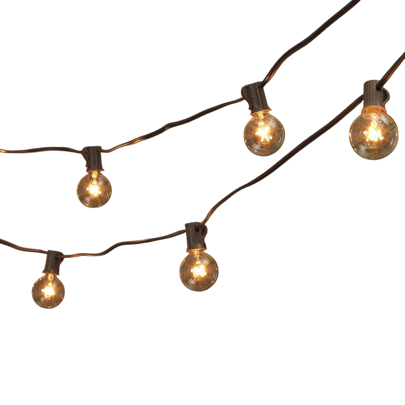 Patio Light Set - 20 G40 Bulbs on Brown Wire