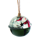 Metal Rustic Bell Ornament - Snowman in Santa Hat