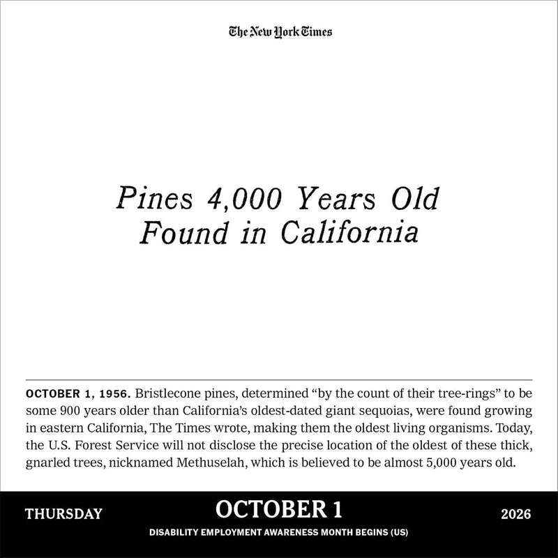 New York Times Headlines in History Page-A-Day Calendar 2026
