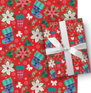 Holiday Whimsical Roll Wrap - 30" x 168" - Christmas Icons
