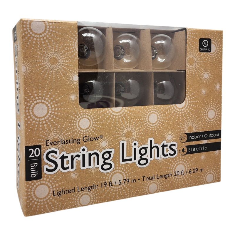 Patio Light Set - 20 G40 Bulbs on Brown Wire