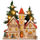 Lighted Wooden Church with Tree & Carolers - Christmas >> Decor - by Roman
