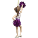 Pom-Pom Cheerleader Ornament - Purple - 5.5 Inches