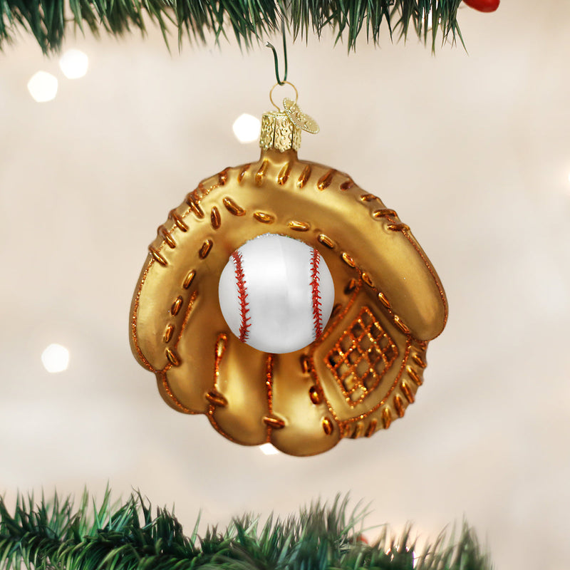 Baseball Mitt Glass Ornament - The Country Christmas Loft