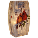 Cardinal Birdhouses Prelit Glass Vase - 2 Cardinals