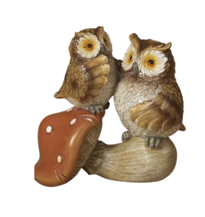 Owl on Mushroom Figurine -