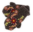 Knit Embroidered Floral Mittens - Brown - Clothing >> Hats & Mittens - by Ganz