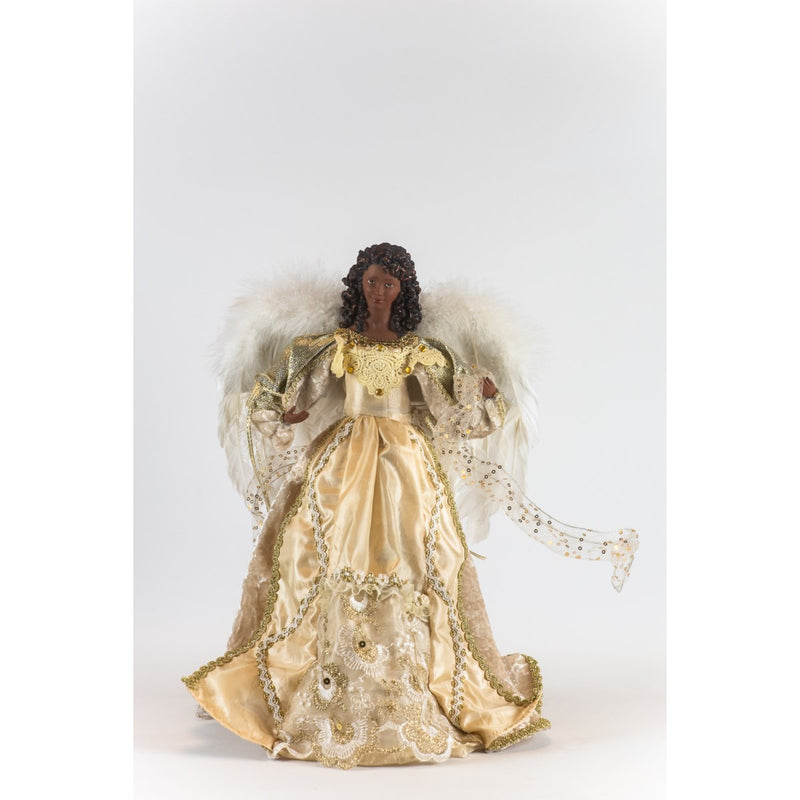 16 inch African American Angel in Gold Gown - The Country Christmas Loft