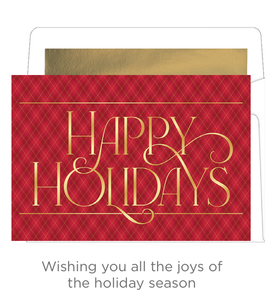 Luxury Favorites Boxed Cards – Happy Holidays Plaid