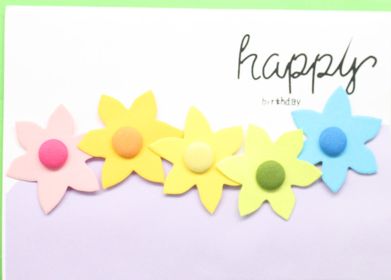 Handmade Embellished Birthday Celebration Card - Rainbow of Flowers
