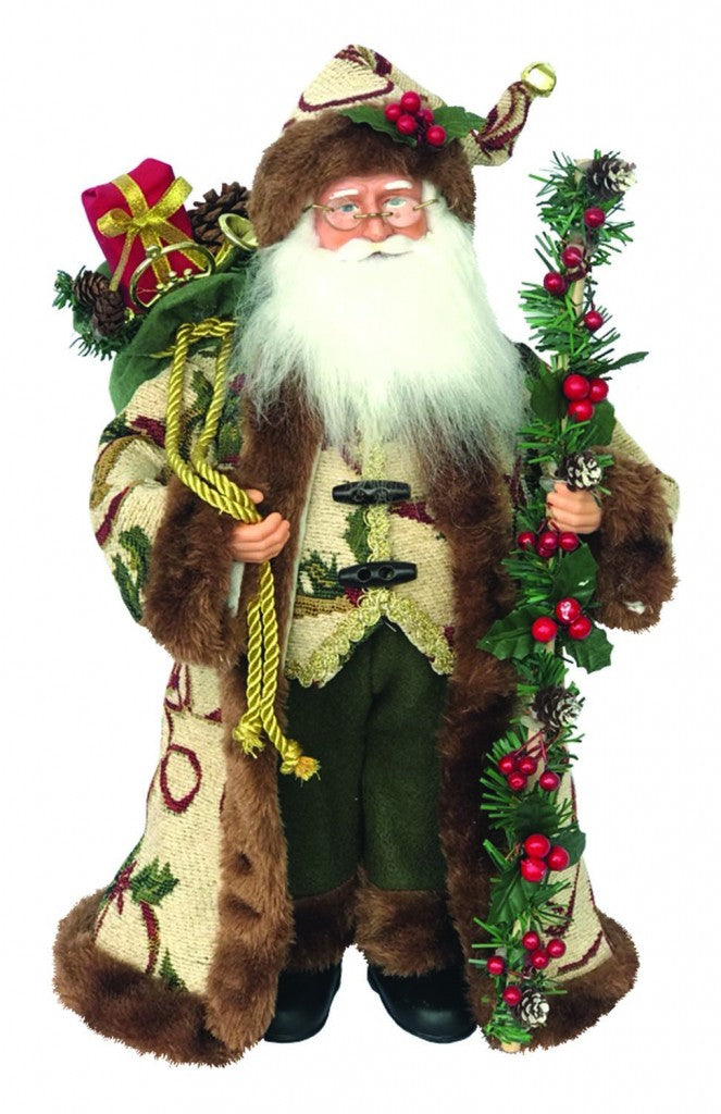 Santa Claus in Holly - 15 Inch - The Country Christmas Loft