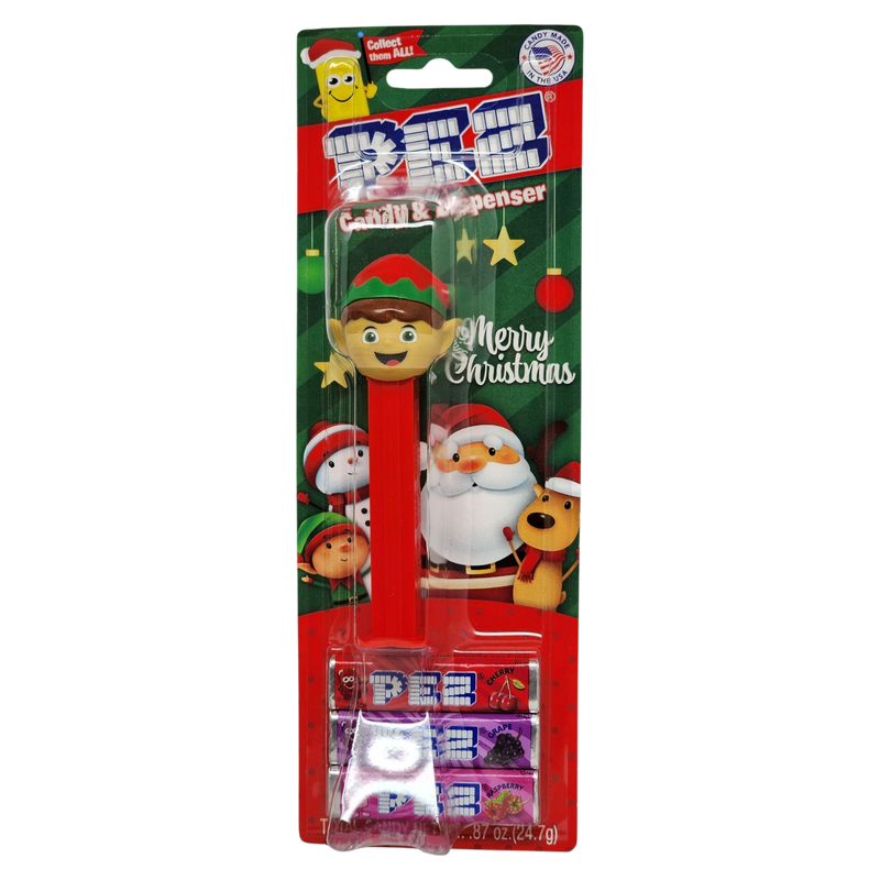 Christmas Pez Dispenser with 3 Rolls of Candy - Elf