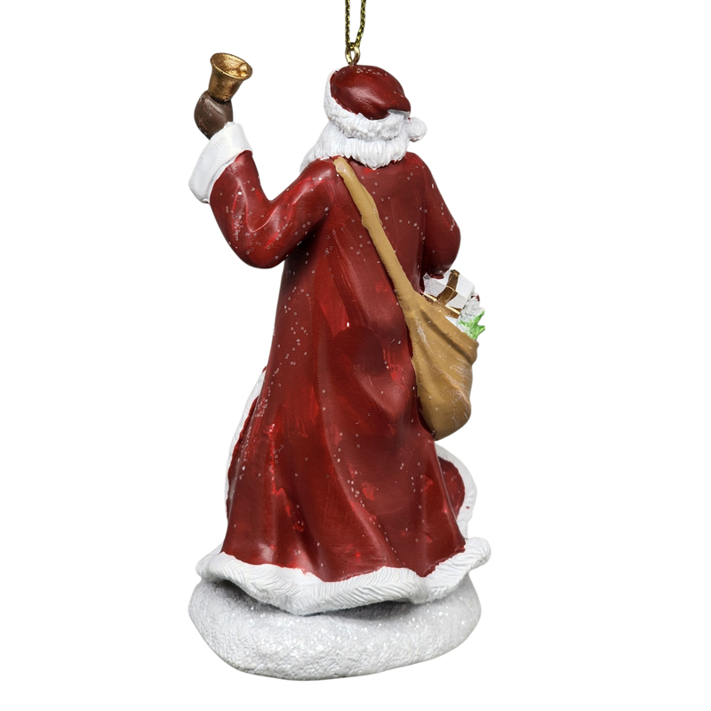 Berry Vine Santa with Bell Ornament