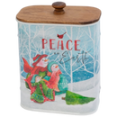 Snowman Canister with Wooden Lid -