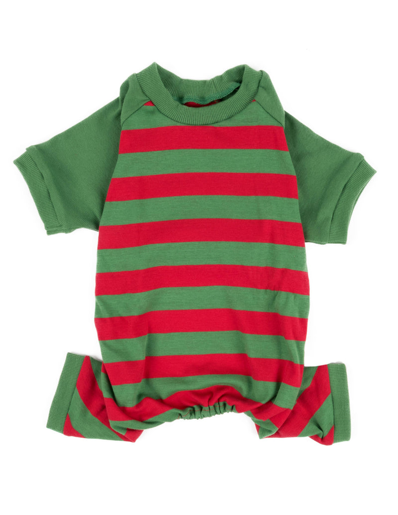 Dog Cotton Red And Green Stripes Pajama - - The Country Christmas Loft