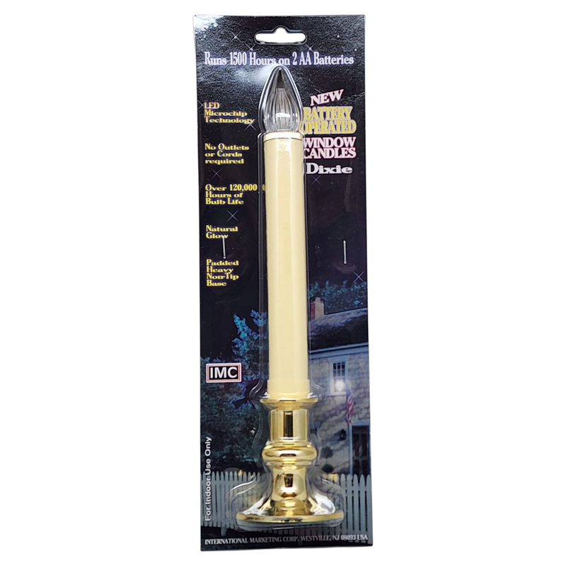 Newport LED Window Candle - Dixie - Brass