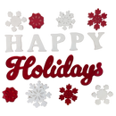 Holiday Window Gel Clings – Happy Holidays Snowflake Set (14 Pieces)