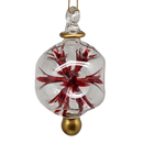 Glass Blown Pierced Ball Ornament - Red