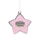 Baby’s First Christmas Ornament – Pink Star Keepsake - Christmas >> Ornaments >> Metal - by Danforth Pewter