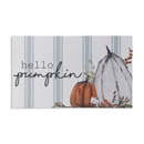 Blue Ticking Stripe "Hello Pumpkin" Mat - Home & Living >> Furnishings >> Rugs - by Gerson